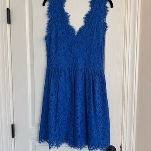 Chic Royal Blue Lace Mini Dress